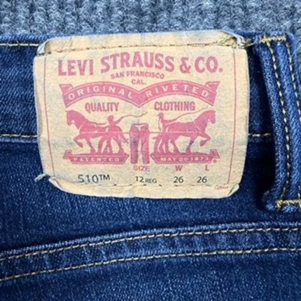 Levis 510 Skinny Jeans Boys Size 12 Reg W26 x L26 Dark Wash Blue Denim
